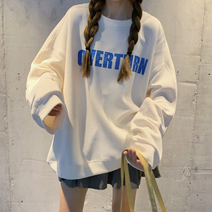 여성 캐주얼 맨투맨 기모 티셔츠 영문