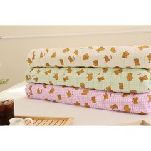 풍기 인견 매트 곰돌이 누빔 소프트 침대 패드 싱글/퀸 사이즈, 그레이, 폴라베어곰돌이누빔