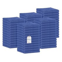 Avalon Towels 면 수건 (60개 팩) 벌크 30 5 x 5cm(12 12인치) 프리미엄 링 스펀 흡수성 부드러운 페이스 타월 체육관 호텔 및 스파 품질 재사용 가능한 핑, Pack of 60, 블루.