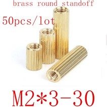 나사못 앙카 볼트 너트 철물 50pcs m2 l l 3mm 30mm 2mm 나사 황동 라운드 스탠드 오프 스페이서 m2 황동 나사 스페이서, m2x9