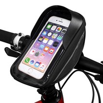 B-SOUL 6.3 인치 터치 스크린 자전거 가방 헤드 튜브 홀더 방수 MTB 사이클링 핸들 바 핸드폰 가방, Black