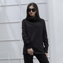 블랙 다 크 그레이 컬러의 터 틀 넥 긴팔 티셔츠 레 깅 스 암 다 크 산 본 풍 큰 사이즈 슬 림 한 여성 들 에 게 잘 어 울 립 니 다.
