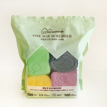 리빙몬스터 원데이 수세미 (일회용 수세미) 100p / 200p, 1개, 100개입, 옐로,그린,퍼플,네이비