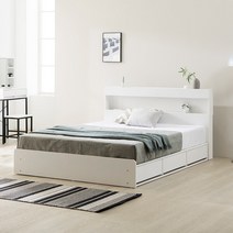 [투데이*에서 1위상품] 파로마 포마드 LED 멀티수납침대 Q 프레임만 / 튼튼한프레임 / 빠른배송설치, 화이트