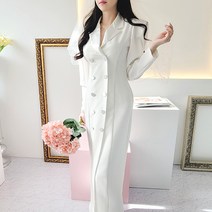 비니케이즈 무배 셀프웨딩 피로연 브라이덜샤워 테일러드카라 수트 세미정장 더블자켓 롱 원피스 드레스