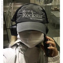 마이캣이스락스타 볼캡 모자 my cat is rockstar 레터링 나일론 커플 트렌드