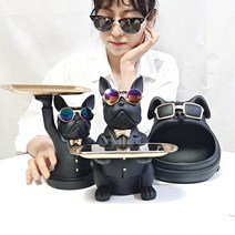 국내무배_불독 트레이 차키 보관함 강아지 악세사리 프론트 현관, 한손불독트레이, 블루