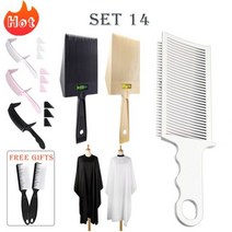 comb 남성용 헤어 커팅 포지셔닝 빗 세트 전문 이발 클리퍼 블렌딩 플랫 탑 살롱 미용사 도구 스타일 버드와이, Set 14