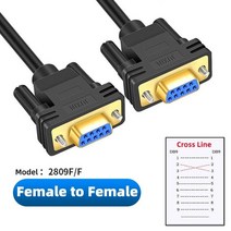 COM 포트 485 통신 케이블 DB9 연결 케이블 RS232 직렬 케이블 9 핀 수-암 직접 교차 연결 라인, 06 Cross F to F_01 1M