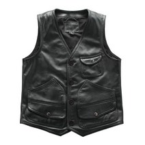 봄 가을 할리 바이크자킷 모터사이클 빈티지 점퍼 자켓 가죽 조끼 오토바이 라이딩 양피모토크로스 옷, 블랙