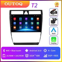 2din 안드로이드 10 카플레이 자동차 라디오 멀티미디어 플레이어 GPS 네비게이션 2din 아우디 A6 C5 19972004 S6 2 19992004 용 Dvd 없음, T2CAMDVRcarplay
