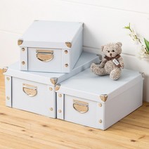 파스텔 접이식 종이 리빙박스 물건 수납정리함 보관 수납 폴딩 정리 옷정리 컬러 보관함, 중 : 35 x 27 x 20cm, 01 : 아이보리