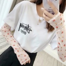 마이너스5 쿨 손등 팔토시/여성 핸드워머 암워머 손가락 패션 장갑 손목 암워머 사계절 여름용 쿨토시 무늬 스트라이프, 잔꽃