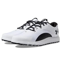 Under Armour 남성용 차지드 드로우 2 스파이크리스 클리트 골프화 (100) 화이트/블랙/블랙