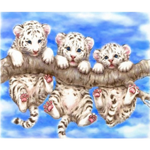 지산 DIY 보석십자수 (캔버스형) 40x30cm, 1개, JS09 호랑이삼형제들
