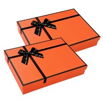 루루홈 주황색 리본 선물 포장 박스, 선물 포장 박스 4호 2개