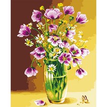 손으로 그린 diy 유화 장식 그림 아크릴 디지털 유화 DIY 유화 세트, LC4981 꽃병, 40*50cm 스트레치 내부 프레임 컬러 박스 포장