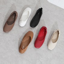 프리티슈 빅사이즈 스퀘어 말랑 고무창 포셀리 밴딩 여성 플랫슈즈 단화 1.3cm
