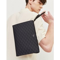 22SS [populet]블랙 로고패턴 가죽 클러치백 WBBA2E125BK