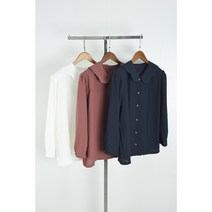 쉬폰 7부 소매 카라 블라우스 3컬러