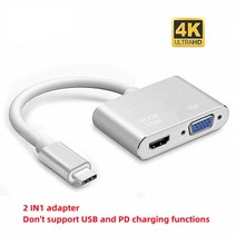 4K 타입 C to HDMI 호환 VGA USB 3.0 PD 어댑터 도크 허브 맥북용 삼성호환 S20 덱스 화웨이 샤오미, [03] Silver 2in1