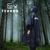 테르보 레인코트 판초우의 낚시용 등산용 캠핑용 비옷, 블랙