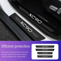 자동차 도어 임계 스커프 플레이트 탄소 섬유 씰 프로텍터 스티커 볼보 XC90 2008 자동 도어 엔트리 페달 가드, [01] 4Pcs XC90
