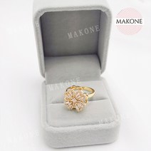 Makone 상표등록 tiktok 행운의 풀 회전 크리스털 반지, 골드