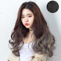 가발위드 투컬러 웨이브 붙임머리 헤어피스 가발 10cm, 블랙애쉬그레이60cm, 1개