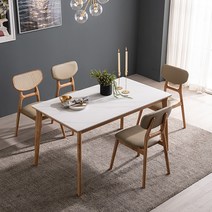 헤이미쉬홈 모리드 4인용 6인용 고무나무 원목 포세린 통 세라믹 식탁 테이블 세트, (오크) 4인식탁+벤치+의자2개, 배송메세지 기재