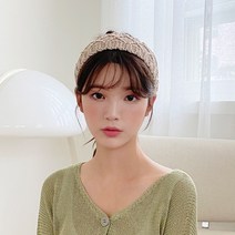 쫀쫀한 니트 꽈베기 헤어밴드 여자 여름 와이드 터번