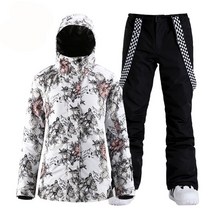 브랜드 여성용 스노우 슈트 야외 스포츠 의상 방수 방풍 세트 스키 재킷 및 스트랩 팬츠 소녀용, 07 picture jacket pant_02 S