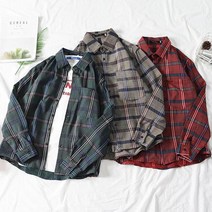 남성 캐쥬얼 느낌 루즈핏 차분한 체크 무늬 남방 여자 남자 블라우스 여성 빅사이즈 겨울