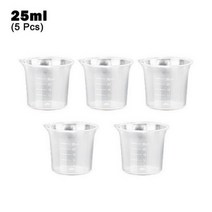 미니 계량 비중 눈금 비커 컵 프리미엄 투명 플라스틱 측정 손잡이 없는 주둥이 주방 도구 25 ml 30 50 100 150 200 250 500 1000ml, 5PCS 25ml No handle