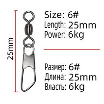 크레인후크 낚시 커넥터 핀 후크 연동 스냅 롤링 회전 크레인 액세서리 태클, 08 Size 6_01 10pcs