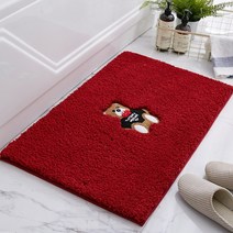 알럽홈 베어자수 베이직 컬러 발매트, 베어 레드