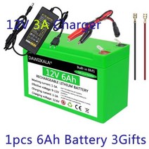 인산철 시동 배터리 12V 18650 팩 리튬 충전식 태양열 축전지 전기 조명 3A 충전기, 6Ah battery