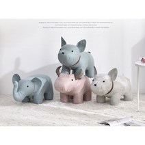 동물 의자 스툴 인테리어 애니멀 공간활용 패브릭 스툴 의자, 다크그레이, 강아지