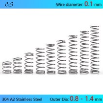 10PCS 0.1mm 압축 스프링 304 A2 스테인레스 와이어 직경 외경 0.8 1 1.2 1.4mm 길이 5 8 10 12 15 20 25mm, [01] 0.1mm, [03] 1.2mm, [05] 15mm