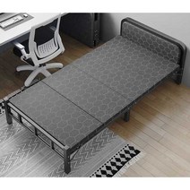 철제 접이식간이침대 기숙사 경비실 자취 평상 프레임, 고급형아이스실크겸용패드190x70cm