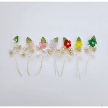(2개) 꽃 진주 크리스탈 비즈 구슬 와이어 가지 떨잠 수술 장식 재료 diy 브로치 헤어핀 배씨 비녀 머리띠 만들기