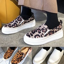 에이치플러스몰 호피무늬 스니커즈 통굽 3컬러 여성단화 슬립온