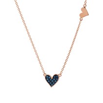 모아르 여자 18K 목걸이 체인 드롭 블루 스톤 하트