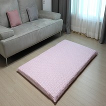 인터카마 양면누빔 TC 요 매트커버 + 솜 세트, 1-5 체크 핑크