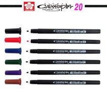 [성실한오피스] 피그마 캘리그라퍼 20(2mm) 캘리 전용 마카펜 6칼라, 1개, 로얄블루