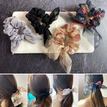 잇츠리빙샵 똥머리 가발 올림머리 곱창머리끈 똥머리 집게핀, 04_곱창밴드 4종, 블랙+그레이+베이지