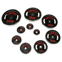 아미쿠스 손잡이 경량도금 바벨원판(홀지름28mm) 1kg ~20kg 무게선택구입 (KG당 3 600원), 10kg(낱개1장)
