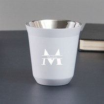 데미타세 데미타세잔 도피오잔 싱글찻잔 호텔커피잔 커스텀 네임 스테인리스 스틸 에스프레소 컵 이중 벽, 10 white_01 80ml