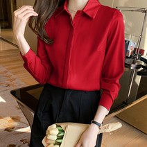 셔츠카라 공단 레드 실켓 8컬러 블라우스