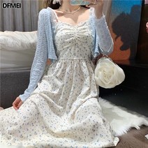 DFMEI 나시 원피스 미 카디건 자외선 차단